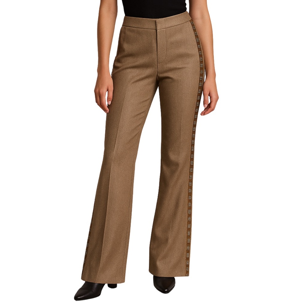 Gianfranco Ferre Jeans Vintage Checkerboard Beaded Metallic Flare New 8 Medium